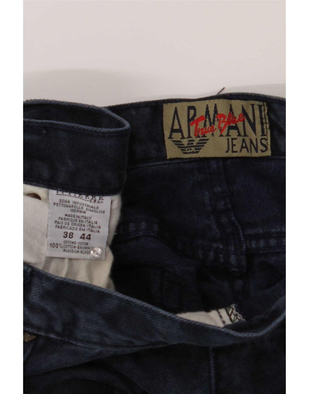 Armani Mens Straight Jeans W38 L30 Azul Marinho Algodão