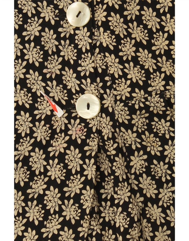 Mini saia envoltória feminina vintage IT 42 médio W26 viscose floral preta