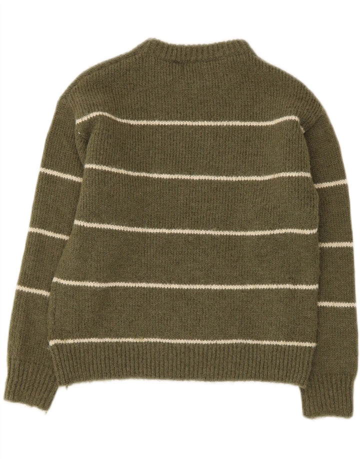 Suéter Zara Boys com gola redonda 8-9 anos poliéster listrado cáqui