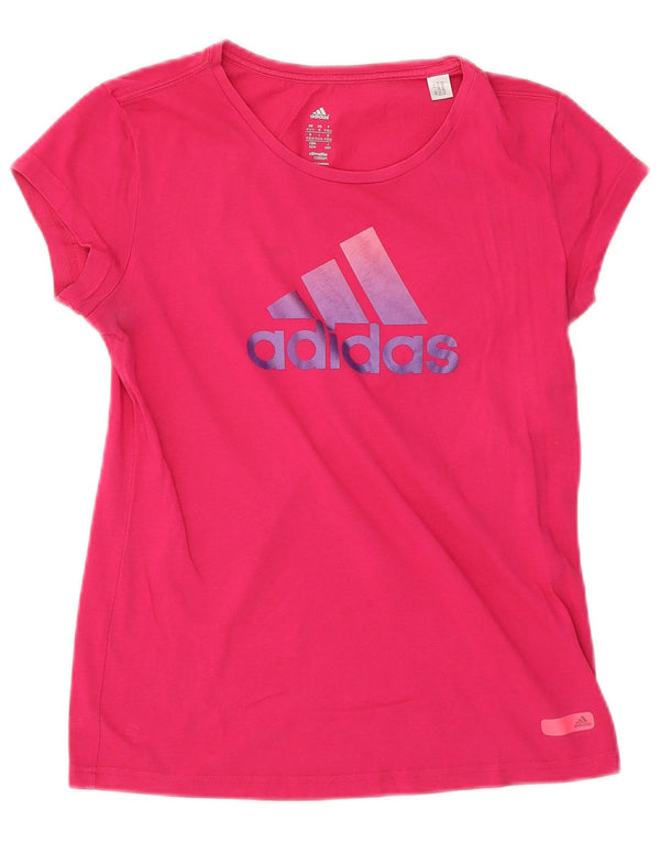 Camiseta Adidas Feminina Climalite Graphic Top UK 12/14 Médio Algodão Rosa