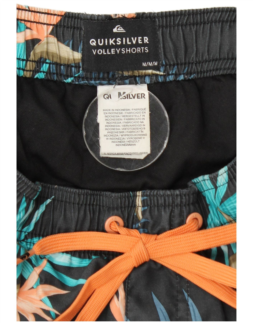 Shorts de natação masculino Quiksilver médio azul marinho floral poliéster
