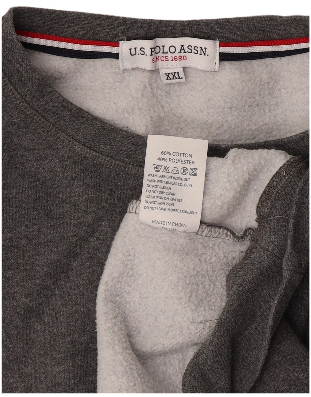 US Polo Assn. Moletom masculino Jumper 2XL algodão cinza