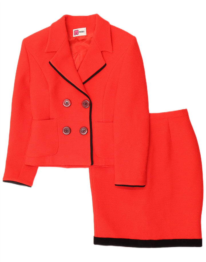 Conjunto de saia feminina VINTAGE de 2 peças IT 44 médio W26 poliéster vermelho