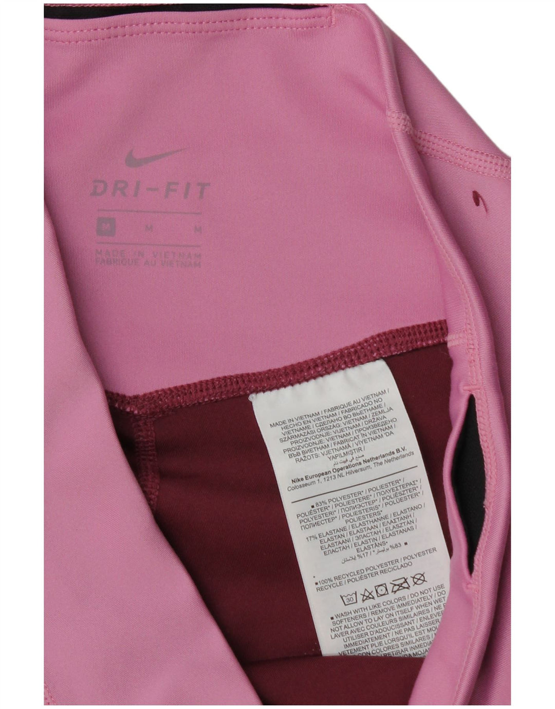 Leggings Nike Dri Fit Femininas UK 14 Médio Borgonha Colourblock Poliéster