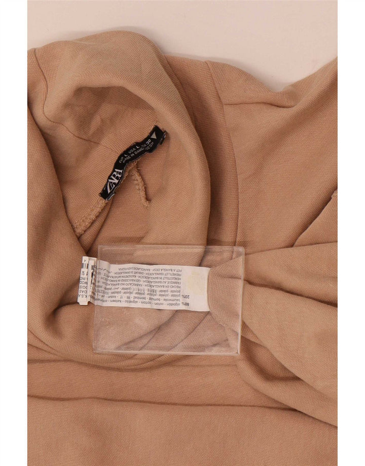 Vestido feminino Zara UK 16 grande algodão bege