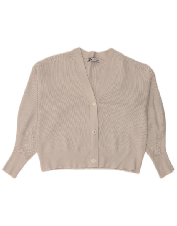 Suéter Zara Feminino Crop Cardigan Reino Unido 14 Médio Branco