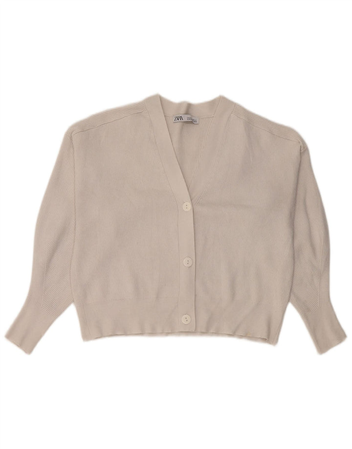 Suéter Zara Feminino Crop Cardigan Reino Unido 14 Médio Branco