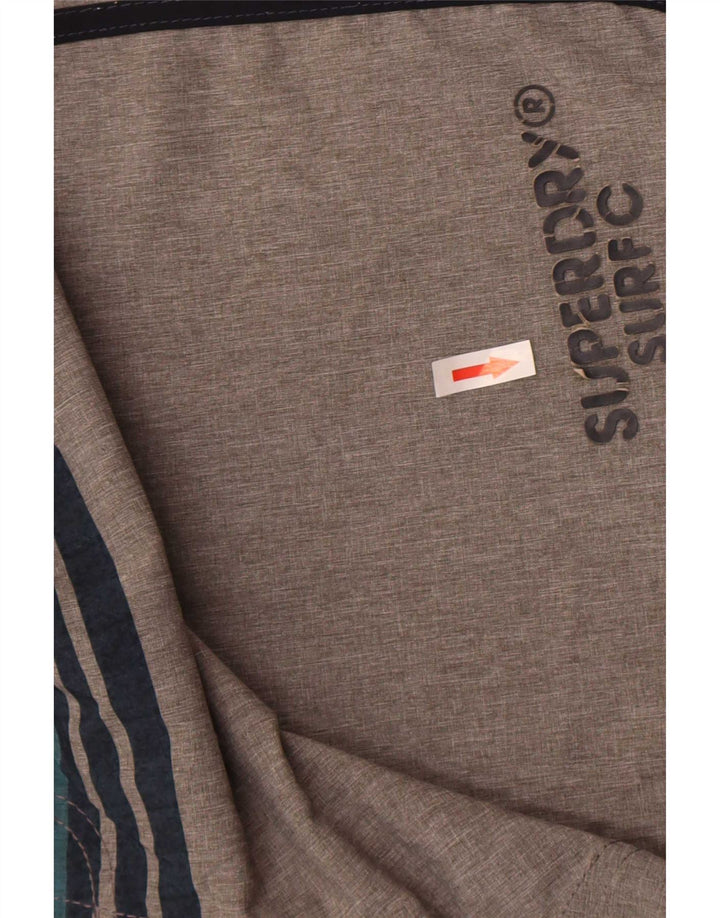 Shorts de natação masculino Superdry Graphic Regular grande poliéster listrado cinza