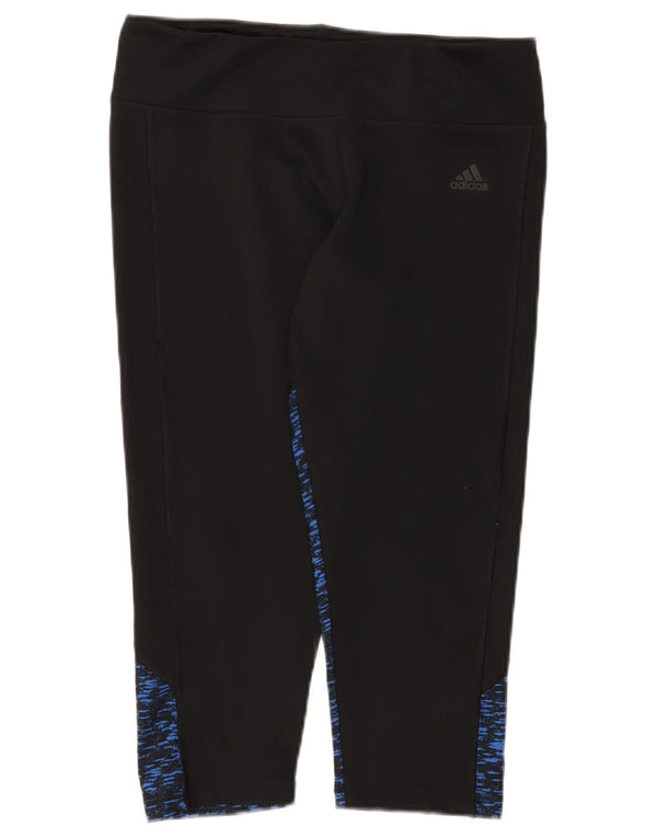 Adidas Womens Climalite Capri Leggings UK 16/18 Grande Preto Flecked