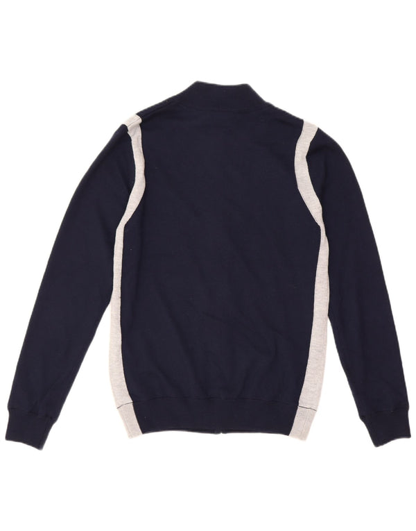 Suéter cardigã feminino Calvin Klein Reino Unido 10 pequeno bloco colorido azul marinho