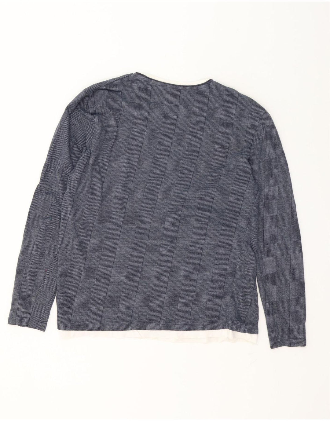 Zara Top masculino de manga comprida grande azul marinho Houndstooth