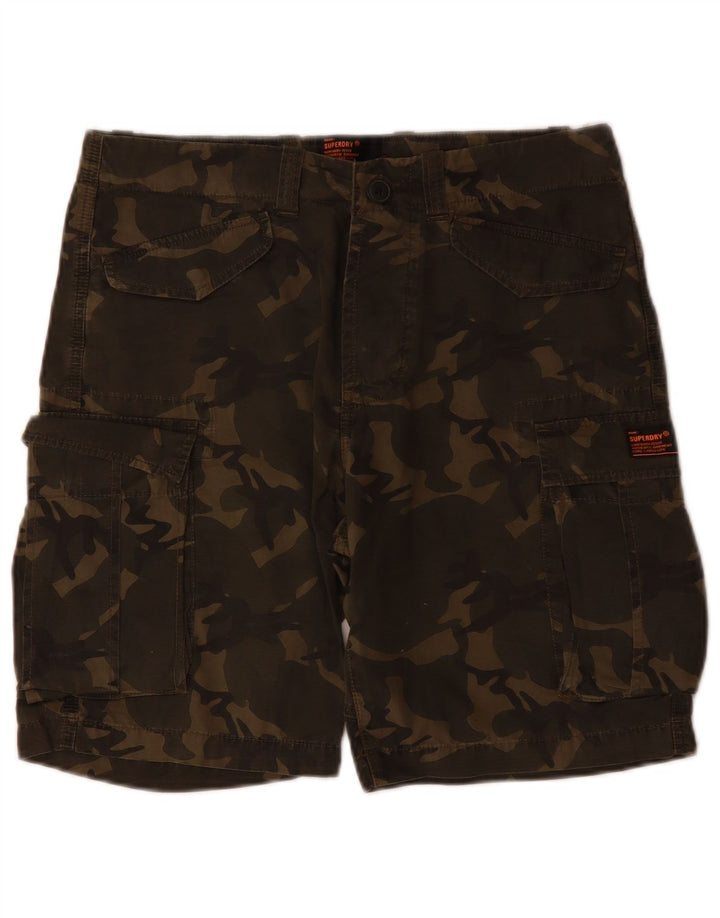 Shorts cargo masculino SUPERDRY W29 pequeno algodão camuflado cáqui