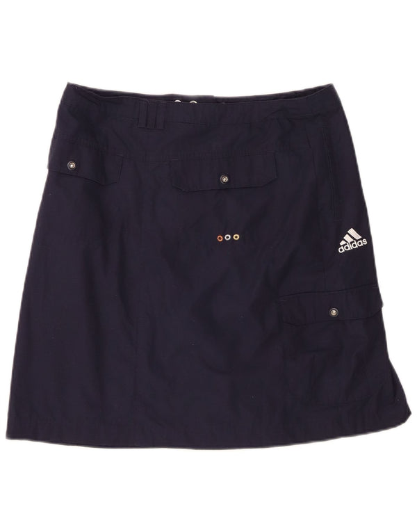 Saia cargo feminina Adidas cintura baixa UK 12 médio W32 azul marinho esportivo