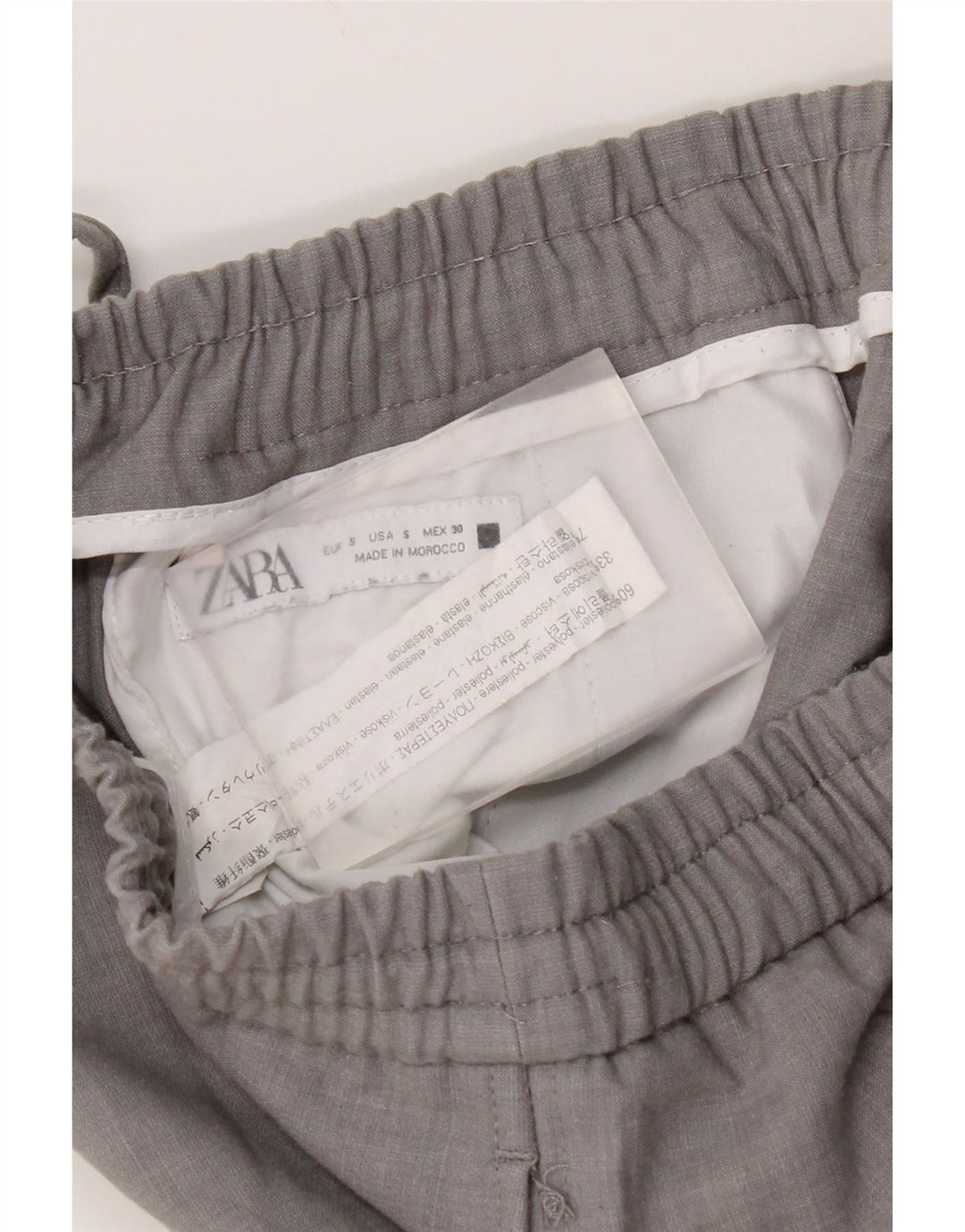 Zara Mens Joggers Chino Calças Pequenas W30 L28 Poliéster Cinza