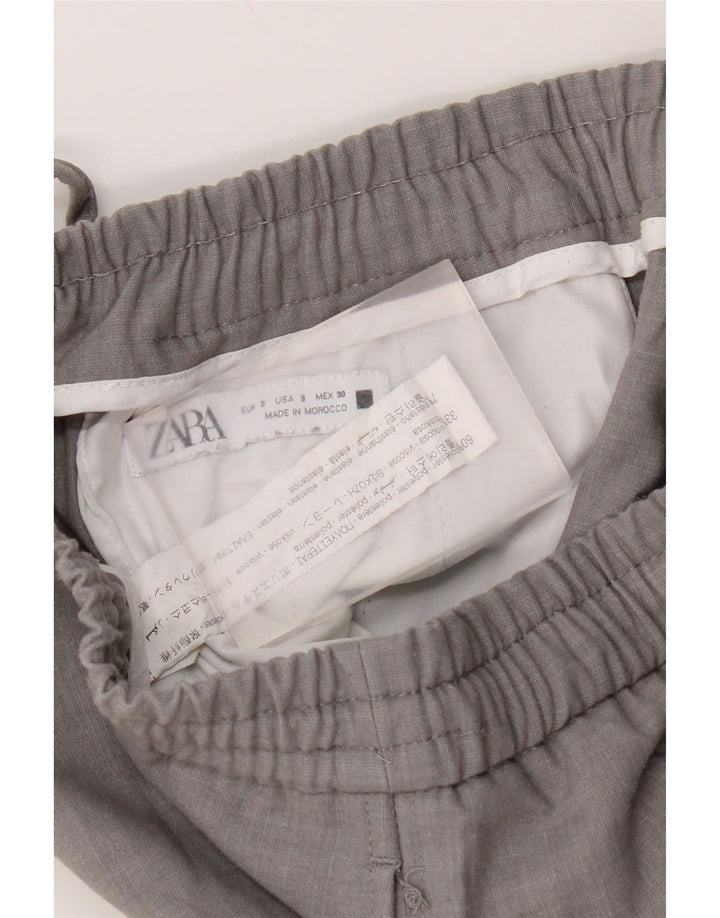 Zara Mens Joggers Chino Calças Pequenas W30 L28 Poliéster Cinza