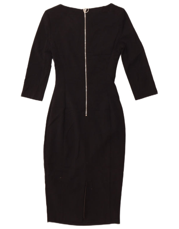 Vestido bodycon feminino Marks & Spencer manga 3/4 Reino Unido 6 XS preto poliéster