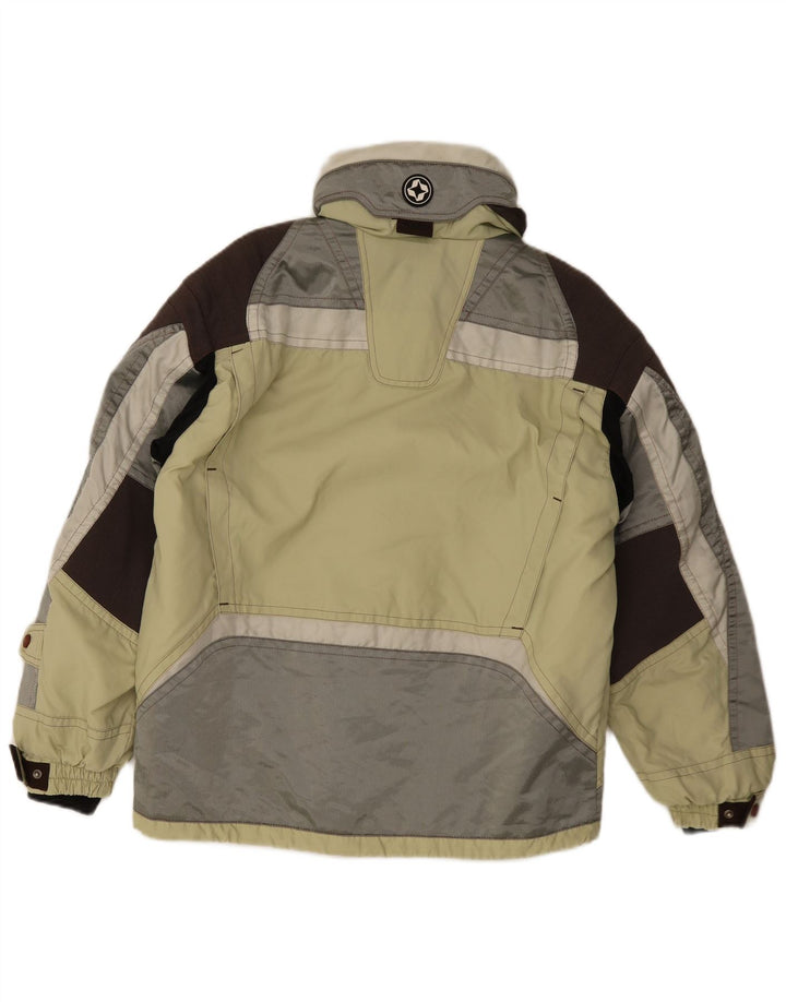 Jaqueta de esqui masculina Colmar com capuz gráfico US 42 grande bloco colorido verde