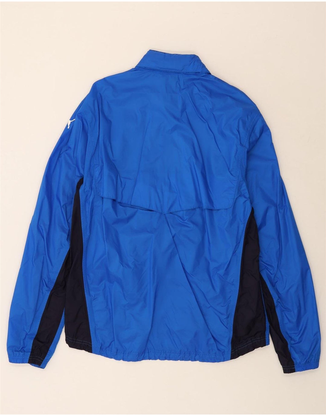 Jaqueta de chuva masculina PUMA Graphic com capuz Reino Unido 40 grande bloco colorido azul nylon