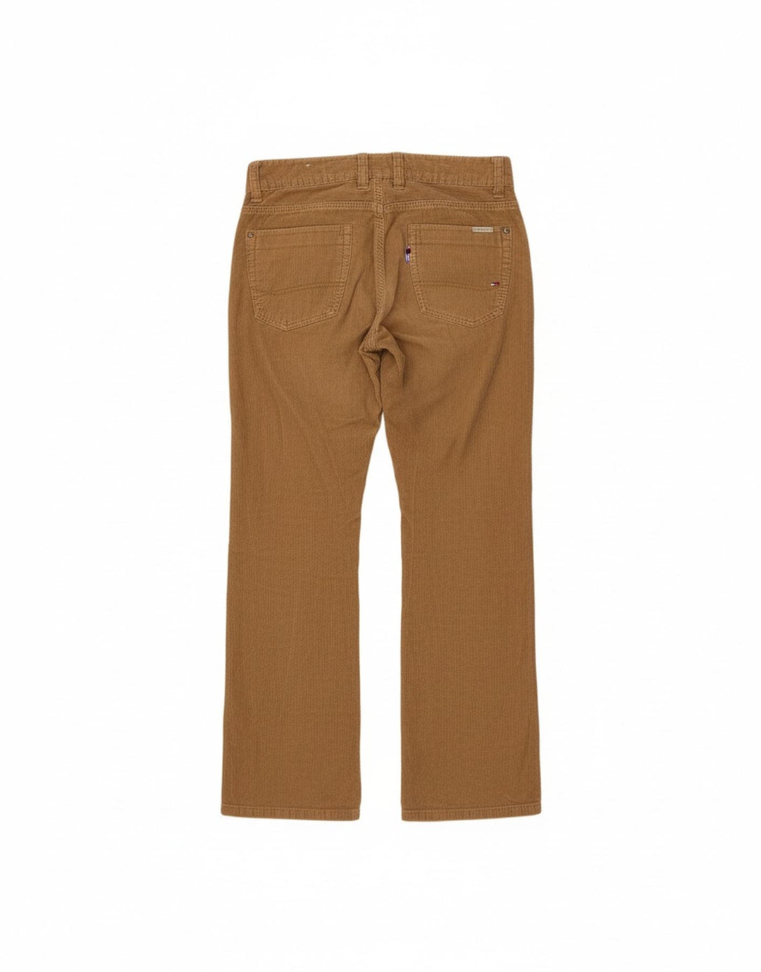 Calça feminina de veludo cotelê TOMMY HILFIGER W32 L34 algodão marrom