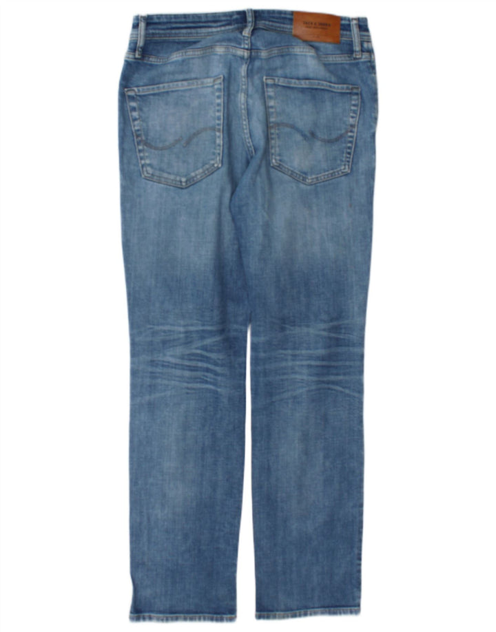 Jack & Jones Calça jeans reta masculina desgastada W32 L32 algodão azul
