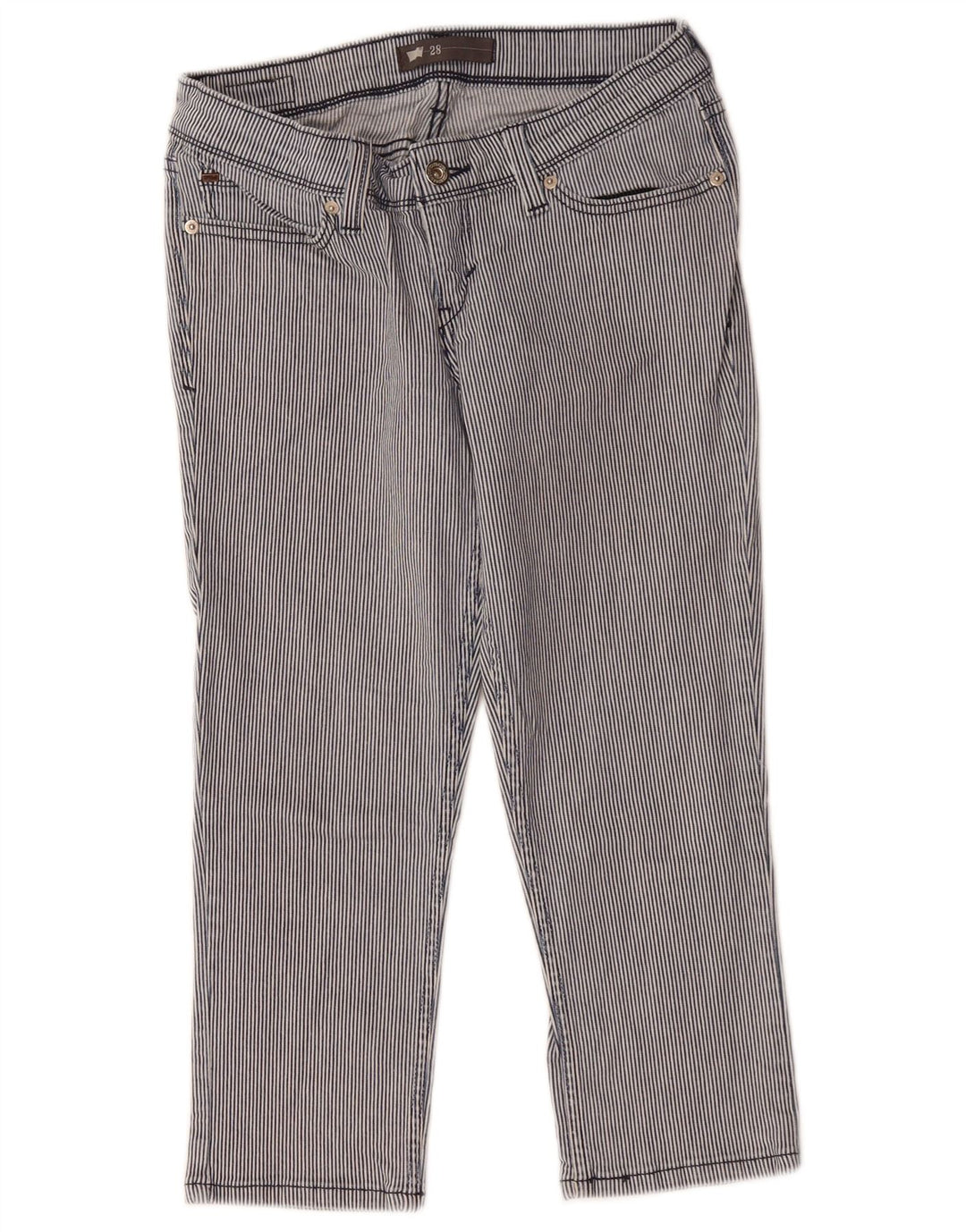 Calça capri feminina LEVI'S W28 L21 algodão listrado azul marinho
