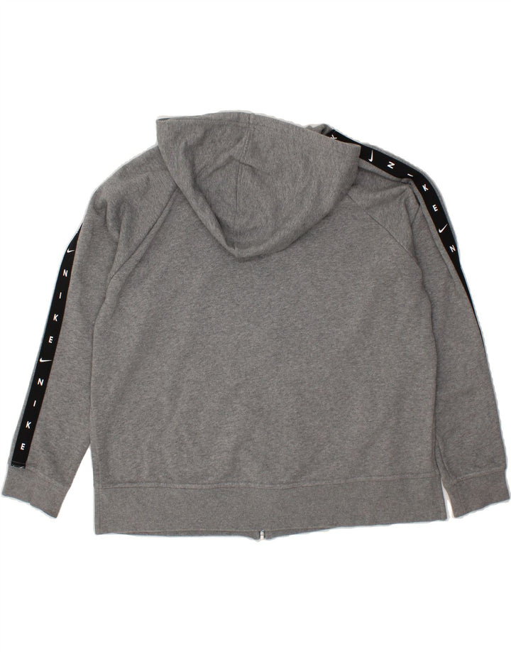 NIKE Womens Oversized Zip Hoodie Sweater UK 16 Large Grey Colourblock Vintage Nike and Second-Hand Nike from Messina Hembry 