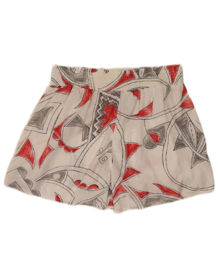 Shorts de natação feminino REEBOK UK 10 pequeno branco geométrico nylon