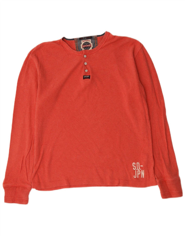 Superdry Mens Top Manga Longa XL Algodão Vermelho