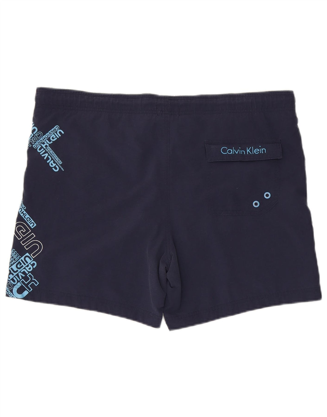 Calvin Klein Shorts de natação masculino gráfico médio azul marinho nylon