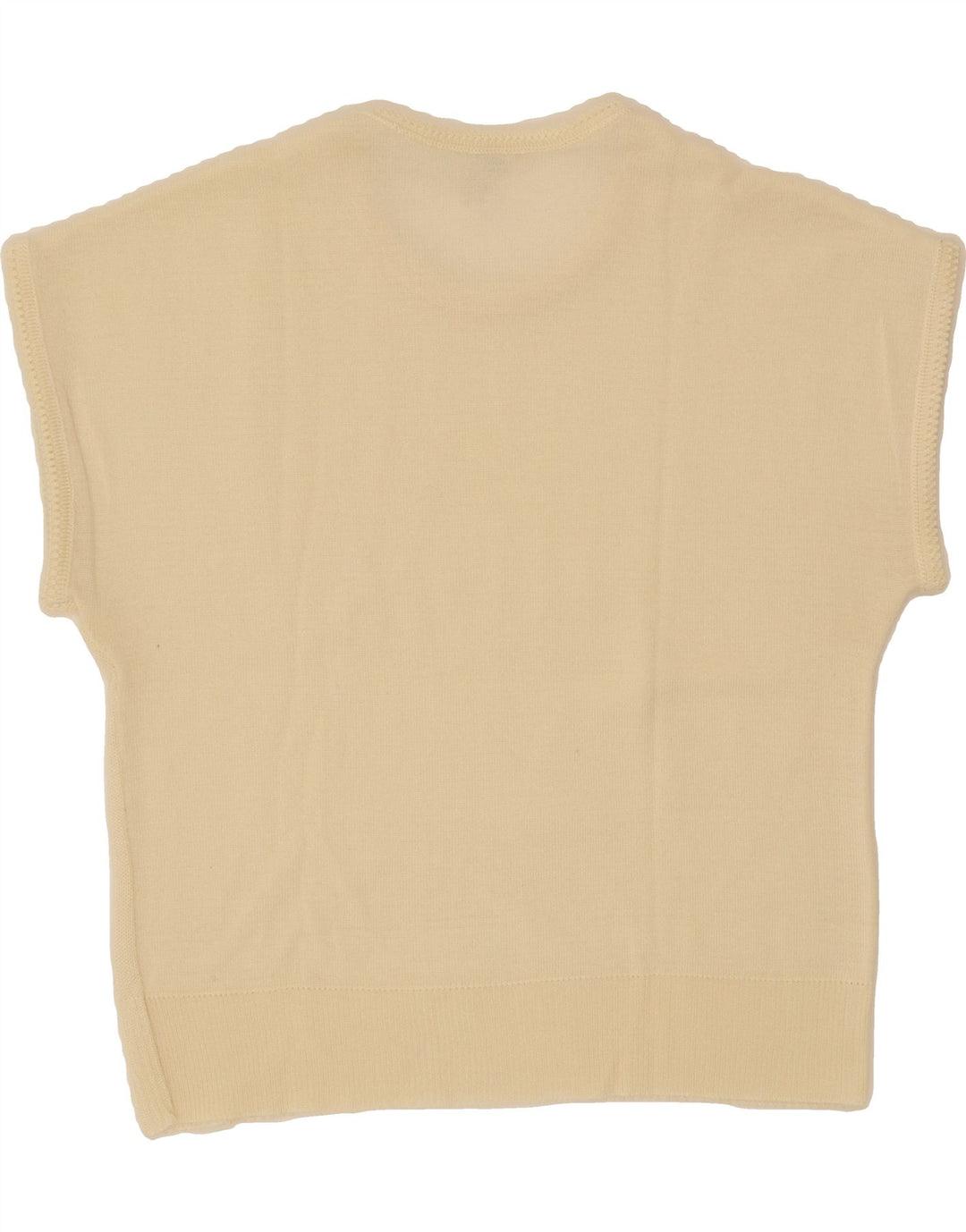 VINTAGE Womens Crop Short Sleeve Crew Neck Jumper Sweater IT 48 XL Beige Vintage Vintage and Second-Hand Vintage from Messina Hembry 