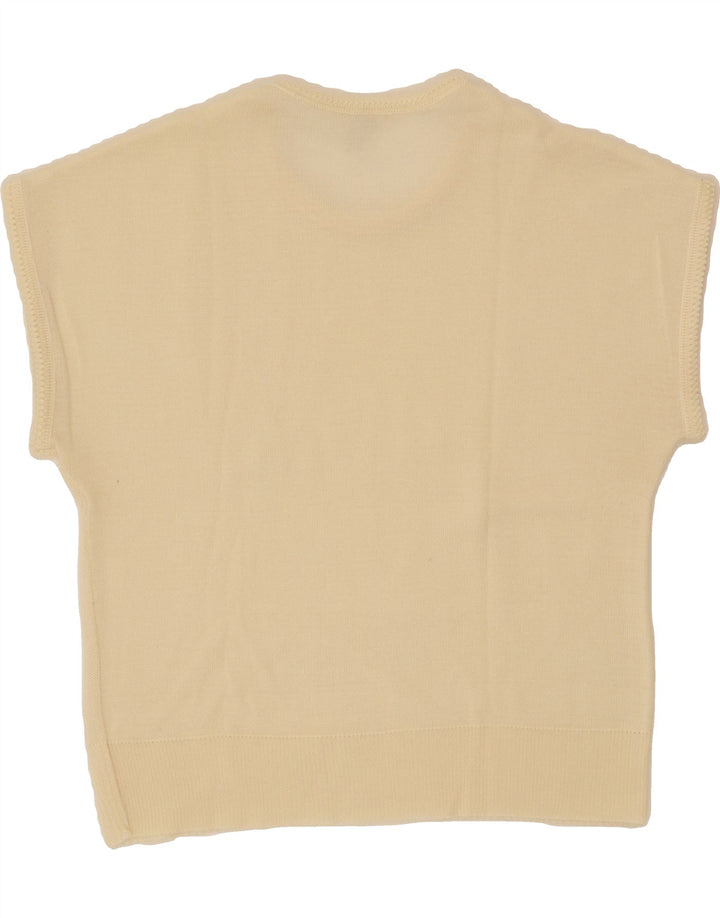 VINTAGE Womens Crop Short Sleeve Crew Neck Jumper Sweater IT 48 XL Beige Vintage Vintage and Second-Hand Vintage from Messina Hembry 