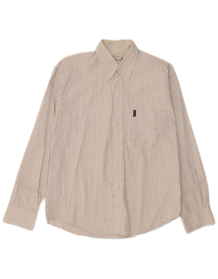Camisa masculina Sergio Tacchini grande algodão guingão bege