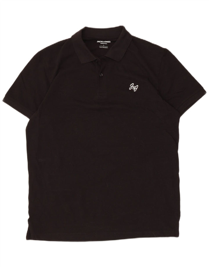 Camisa polo masculina Jack & Jones grande algodão preto
