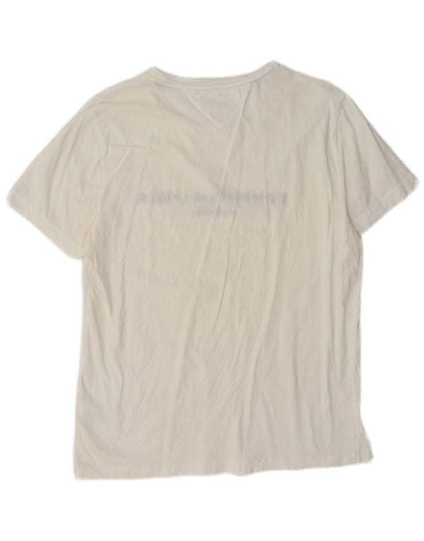 Camiseta feminina Tommy Hilfiger com estampa gráfica UK 16 grande algodão branco