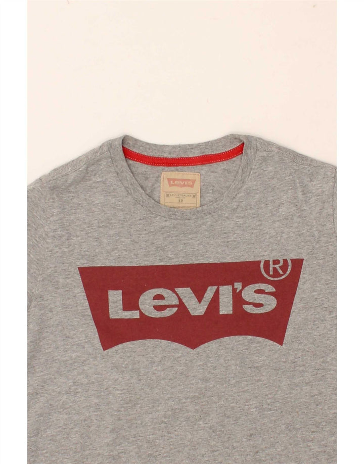 LEVI'S Boys Graphic T-Shirt Top 11-12 Years Grey Cotton Vintage Levi's and Second-Hand Levi's from Messina Hembry 