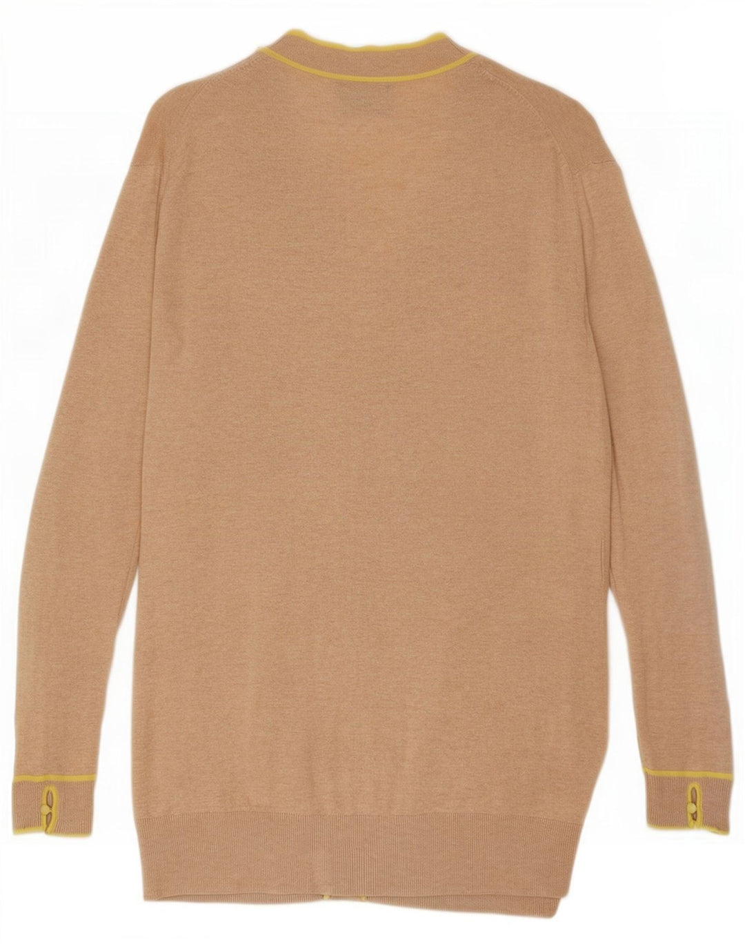 Suéter cardigã feminino Massimo Dutti Reino Unido 12 algodão manchado bege médio