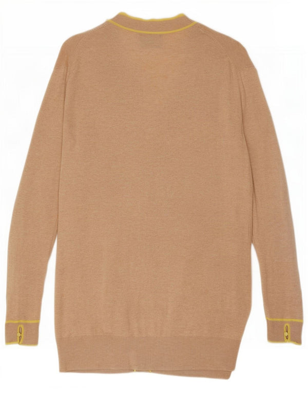 Suéter cardigã feminino Massimo Dutti Reino Unido 12 algodão manchado bege médio