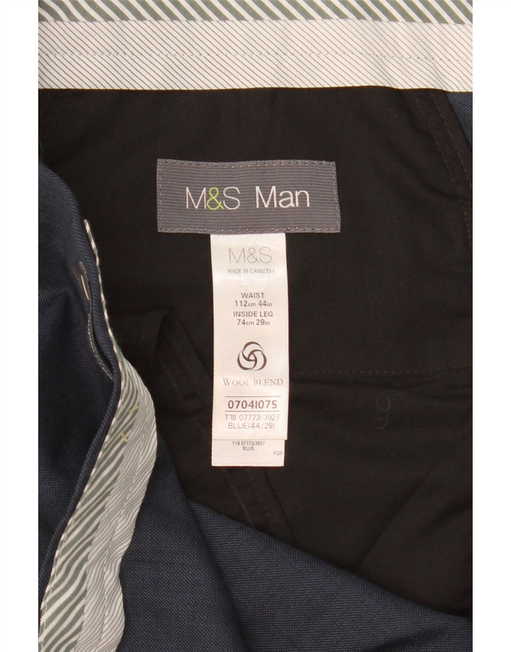 Calça masculina de terno reto MARKS & SPENCER W44 L29 azul poliéster