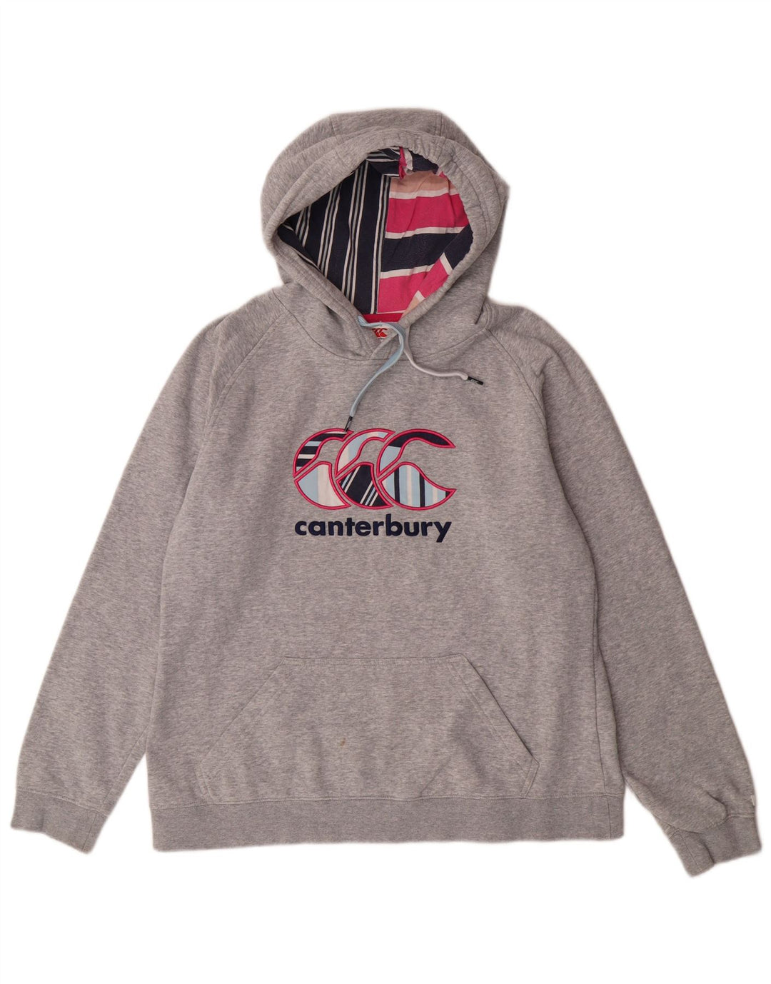 Suéter feminino com capuz gráfico CANTERBURY Reino Unido 14 grande algodão cinza