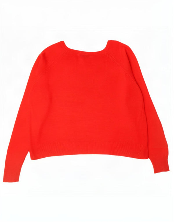 Zara Suéter feminino cropped grande com gola canoa Reino Unido 10 pequeno vermelho viscose