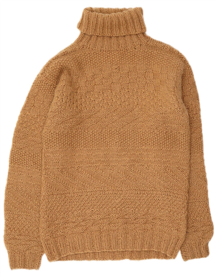 Suéter feminino VINTAGE com gola redonda Reino Unido 10 pequeno marrom