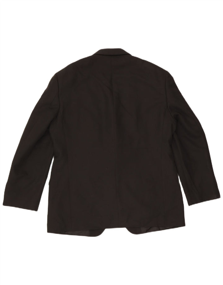 Jaqueta blazer masculina de 3 botões Marks & Spencer Reino Unido 42 grande poliéster preto