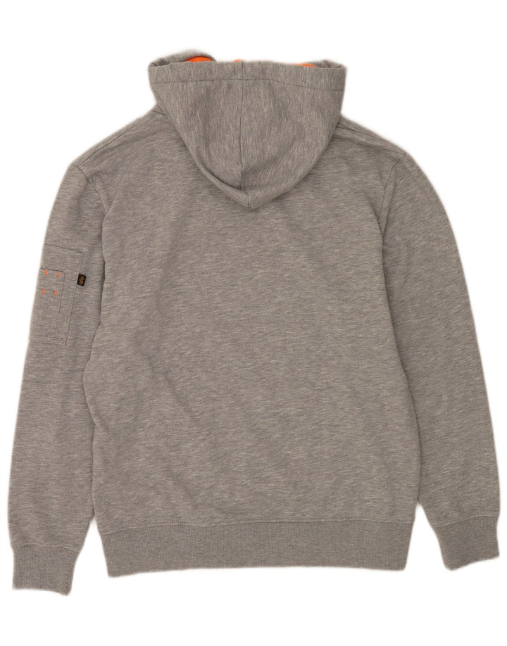 Alpha Industries Suéter gráfico masculino com capuz e algodão manchado cinza médio
