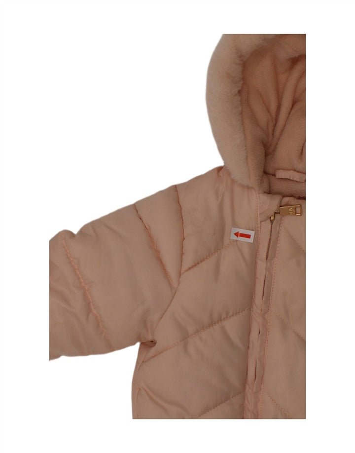 DKNY Baby Girls Hooded Padded Jumpsuit 6-9 Months  Pink Polyester Winter Vintage Dkny and Second-Hand Dkny from Messina Hembry 