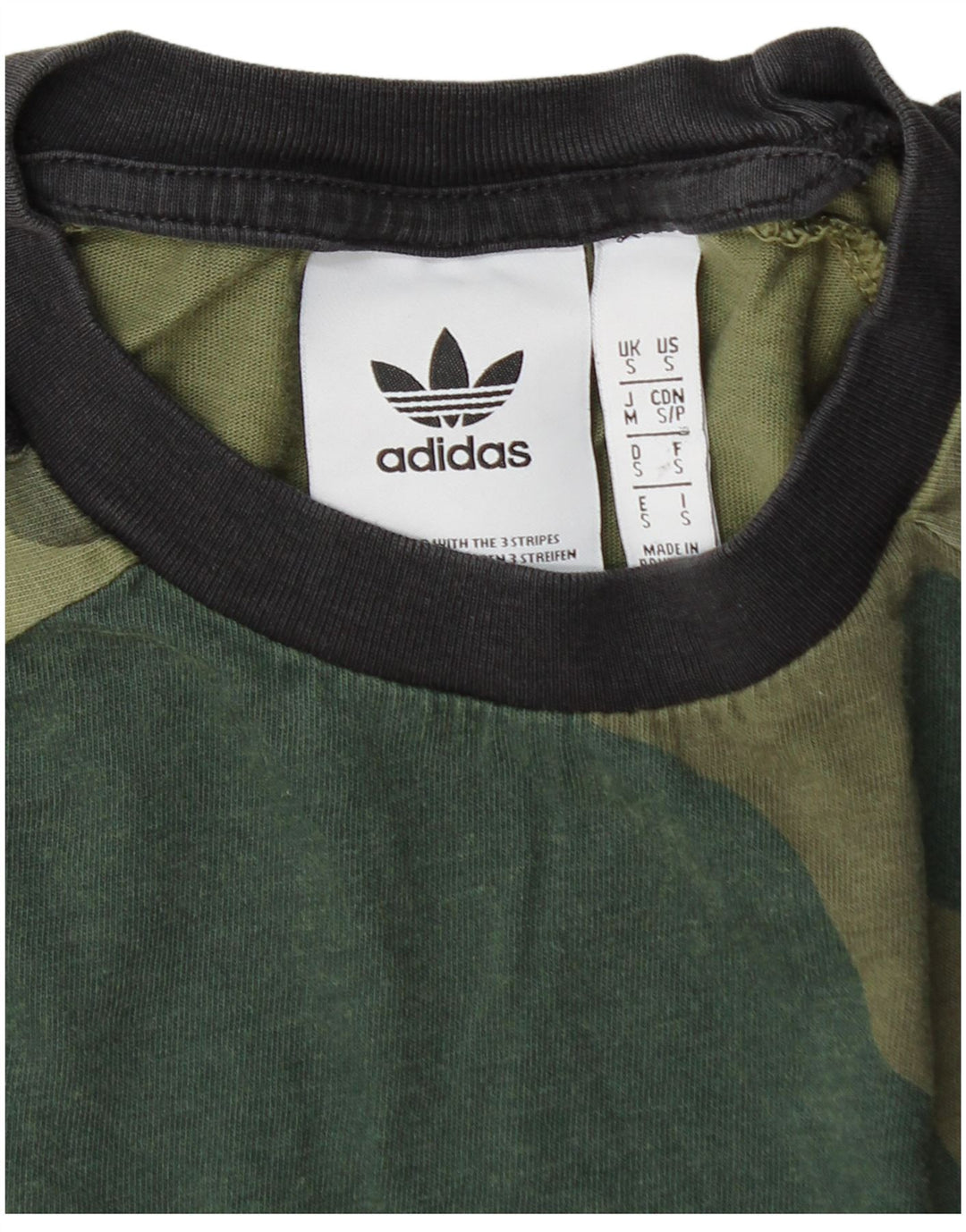 Camiseta masculina Adidas pequena camuflada cáqui algodão