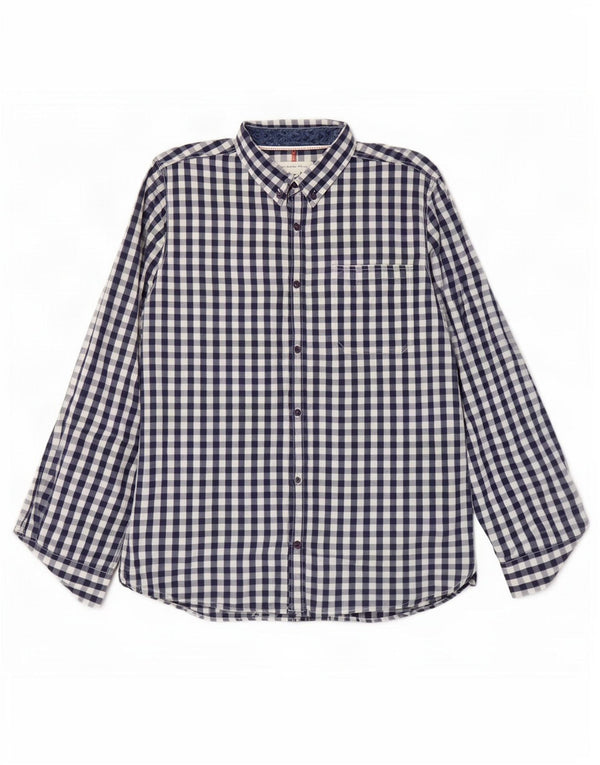 Camisa masculina Weird Fish XL azul marinho algodão guingão