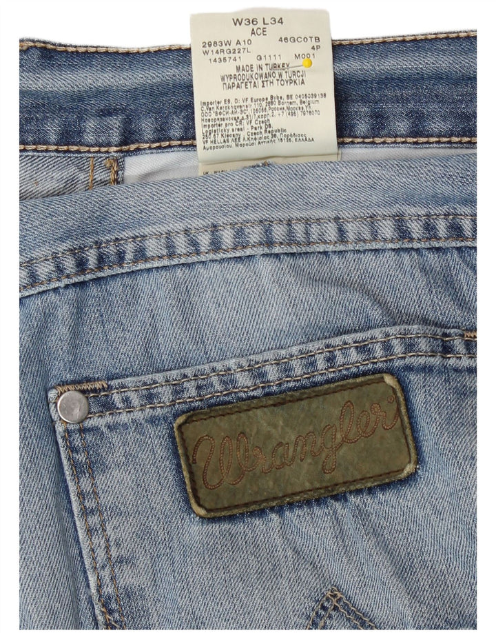 Wrangler Mens Straight Jeans W36 L31 Azul Algodão