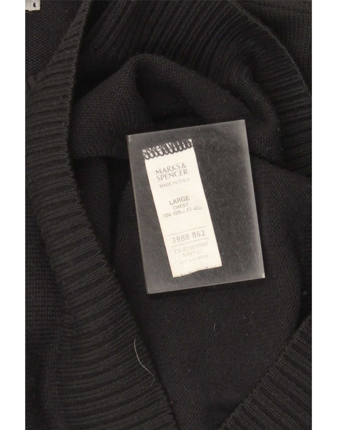 Suéter masculino Marks & Spencer com gola redonda grande acrílico azul marinho
