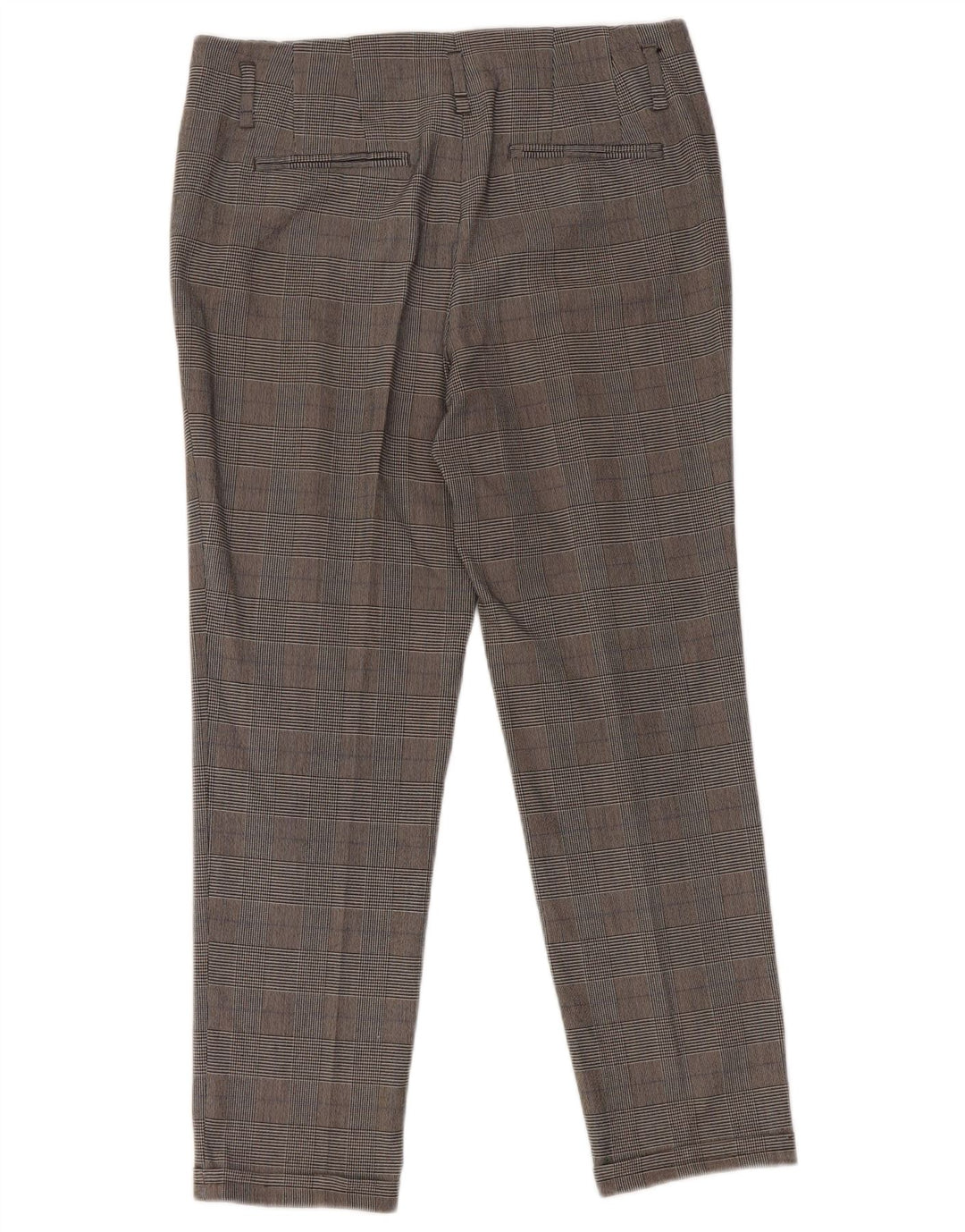 Zara Calça feminina slim cortada pequena W26 L25 cinza houndstooth