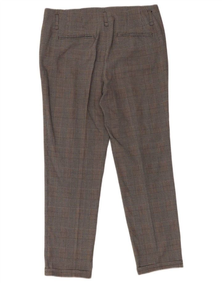 Zara Calça feminina slim cortada pequena W26 L25 cinza houndstooth